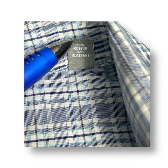 Michael Kors Men's 17 1/2 Regular Fit Gray Plaid Long Sleeve Button Up Shirt - Picture 7 of 7